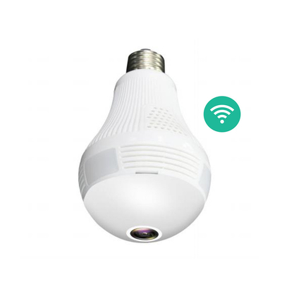 White Human Motion Meeso Panorama LED Tracking Light Motion Detect 1080P Spy Bulb Camera wifi